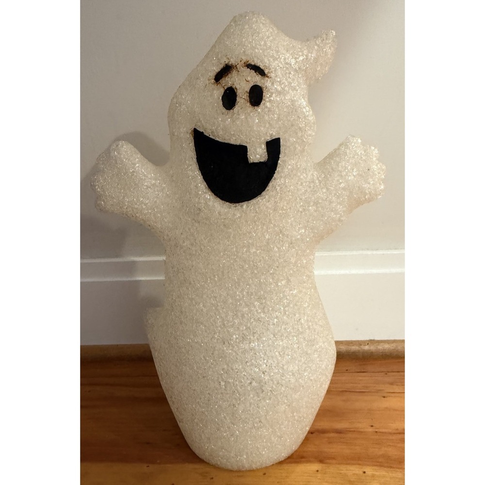 Vintage Melted Plastic Popcorn Ghost Lights Change Color 16" Halloween